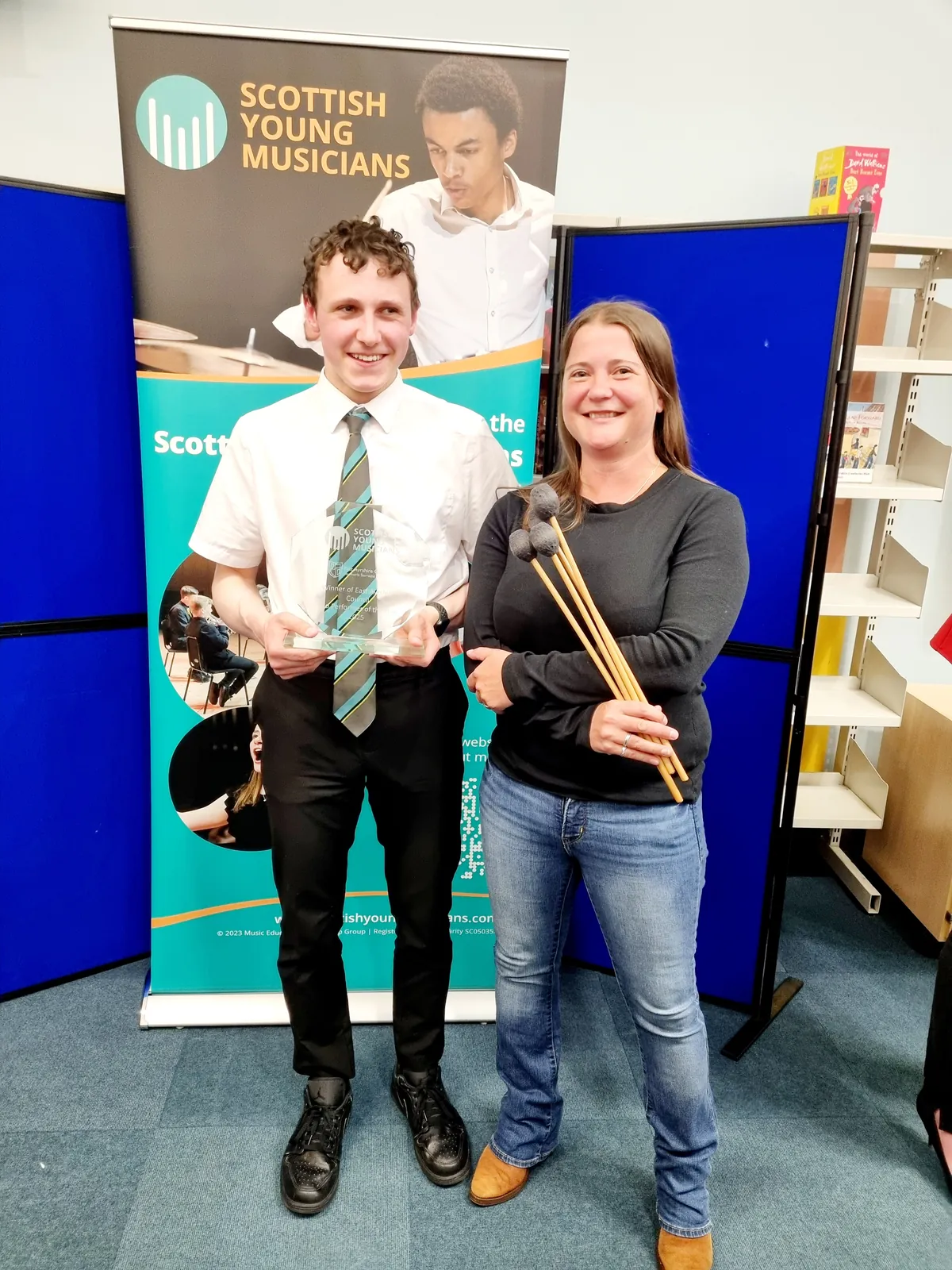 Seonaid with a student who won Scottish Young Musicians Performer of the Year